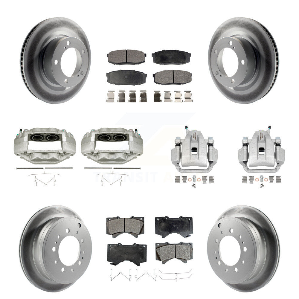 Front Rear Brake Caliper Coat Rotor And Ceramic Pad Kit (10Pc) For Toyota Tundra Sequoia KCG-100895T