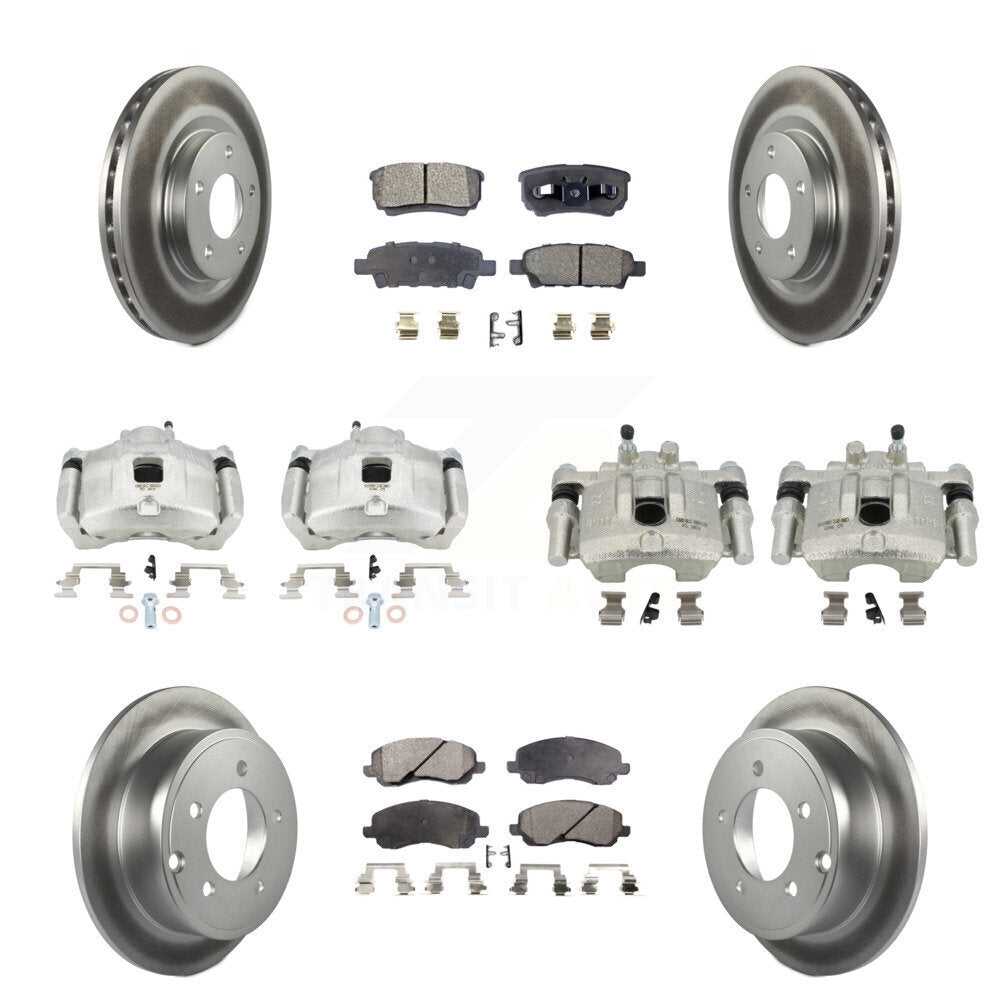 Front Rear Brake Caliper Coat Rotors Semi-Metallic Pad Kit (10Pc) For Jeep Patriot Dodge KCG-100896P