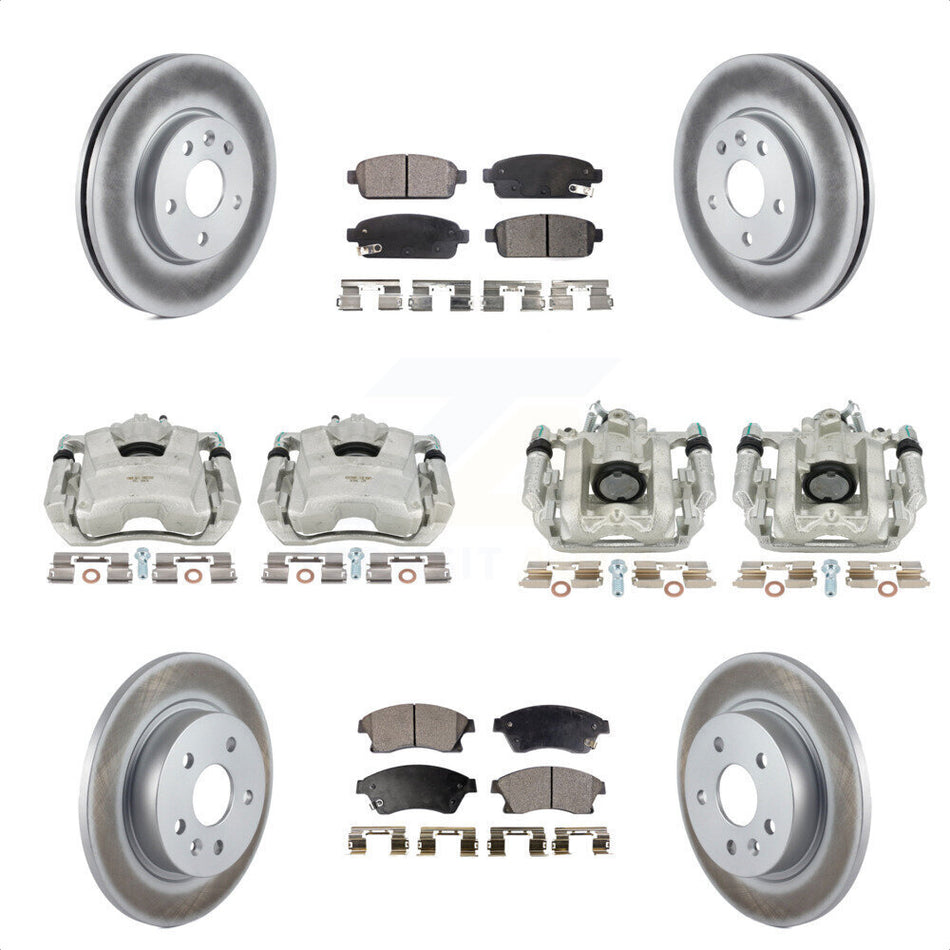 Front Rear Disc Brake Caliper Coated Rotors And Semi-Metallic Pads Kit (10Pc) For Chevrolet Cruze Limited KCG-100897P by Transit Auto