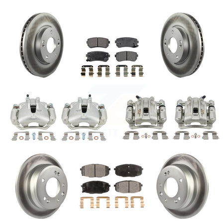 Front Rear Disc Brake Caliper Coat Rotors And Ceramic Pad Kit (10Pc) For Hyundai Elantra KCG-100897T