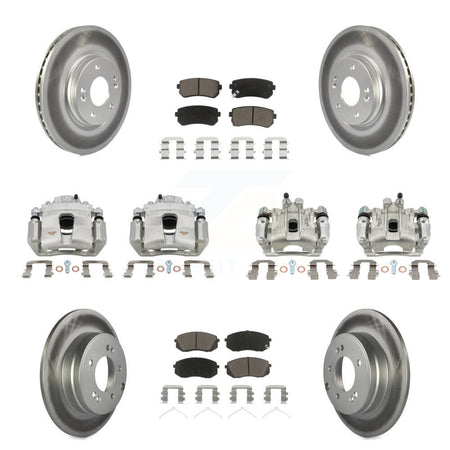 Front Rear Disc Brake Caliper Coated Rotor And Ceramic Pad Kit (10Pc) For Hyundai Sonata KCG-100898C