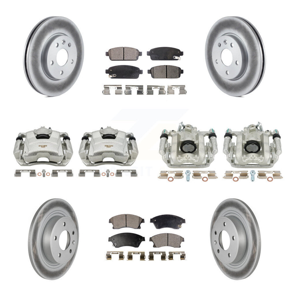 Front Rear Disc Brake Caliper Coated Rotors And Semi-Metallic Pads Kit (10Pc) For 2013 Chevrolet Cruze LT LTZ With 292mm Diameter Rotor KCG-100898P