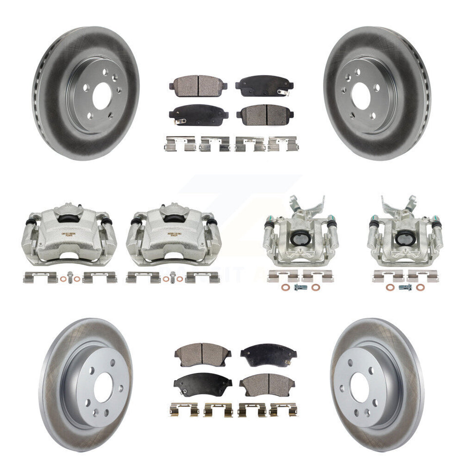 Front Rear Disc Brake Caliper Coated Rotors And Semi-Metallic Pads Kit (10Pc) For 2013-2014 Chevrolet Sonic RS KCG-100899P