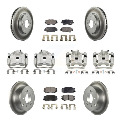 Front Rear Disc Brake Caliper Coat Rotor & Ceramic Pad Kit (10Pc) For 2012-2013 Kia Soul KCG-100900T