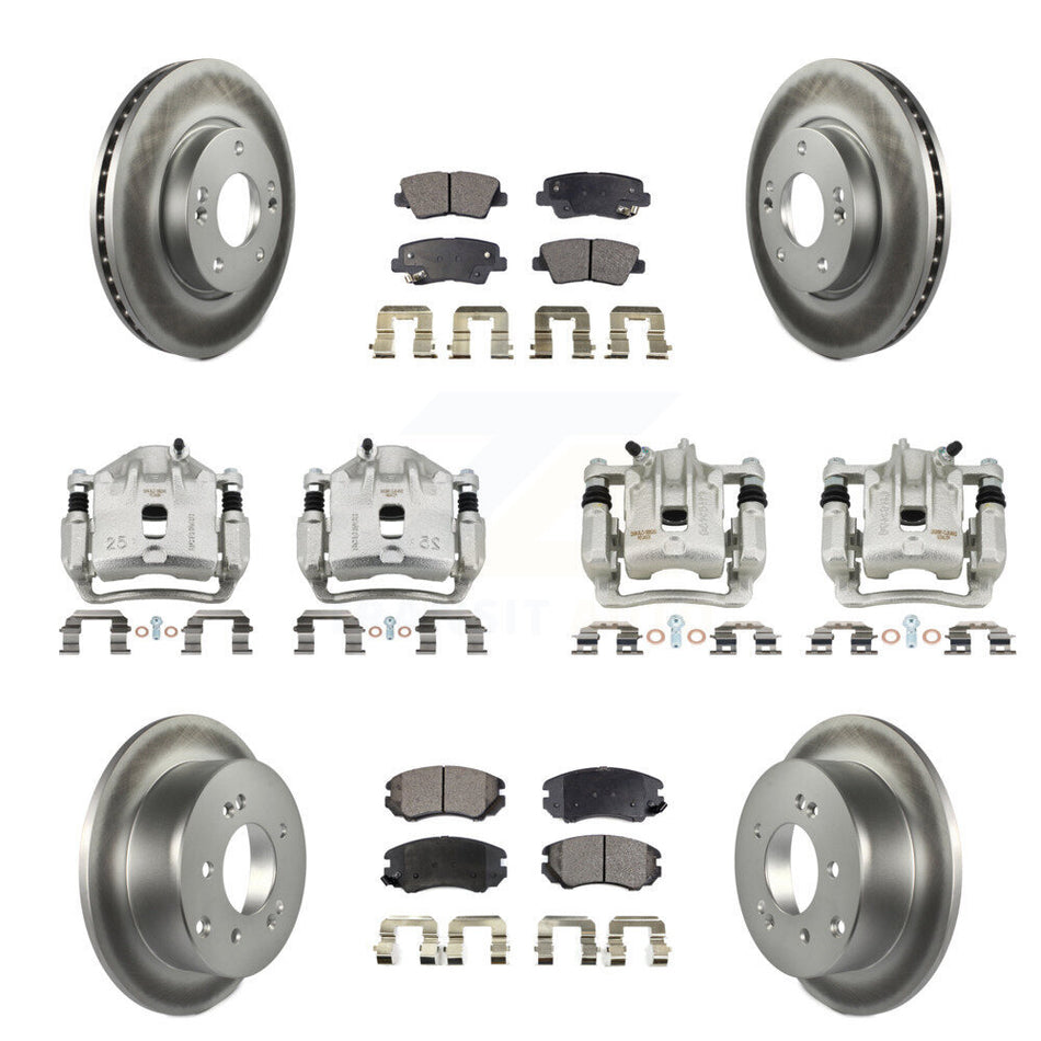 Front Rear Disc Brake Caliper Coat Rotor & Ceramic Pad Kit (10Pc) For 2012-2013 Kia Soul KCG-100900T