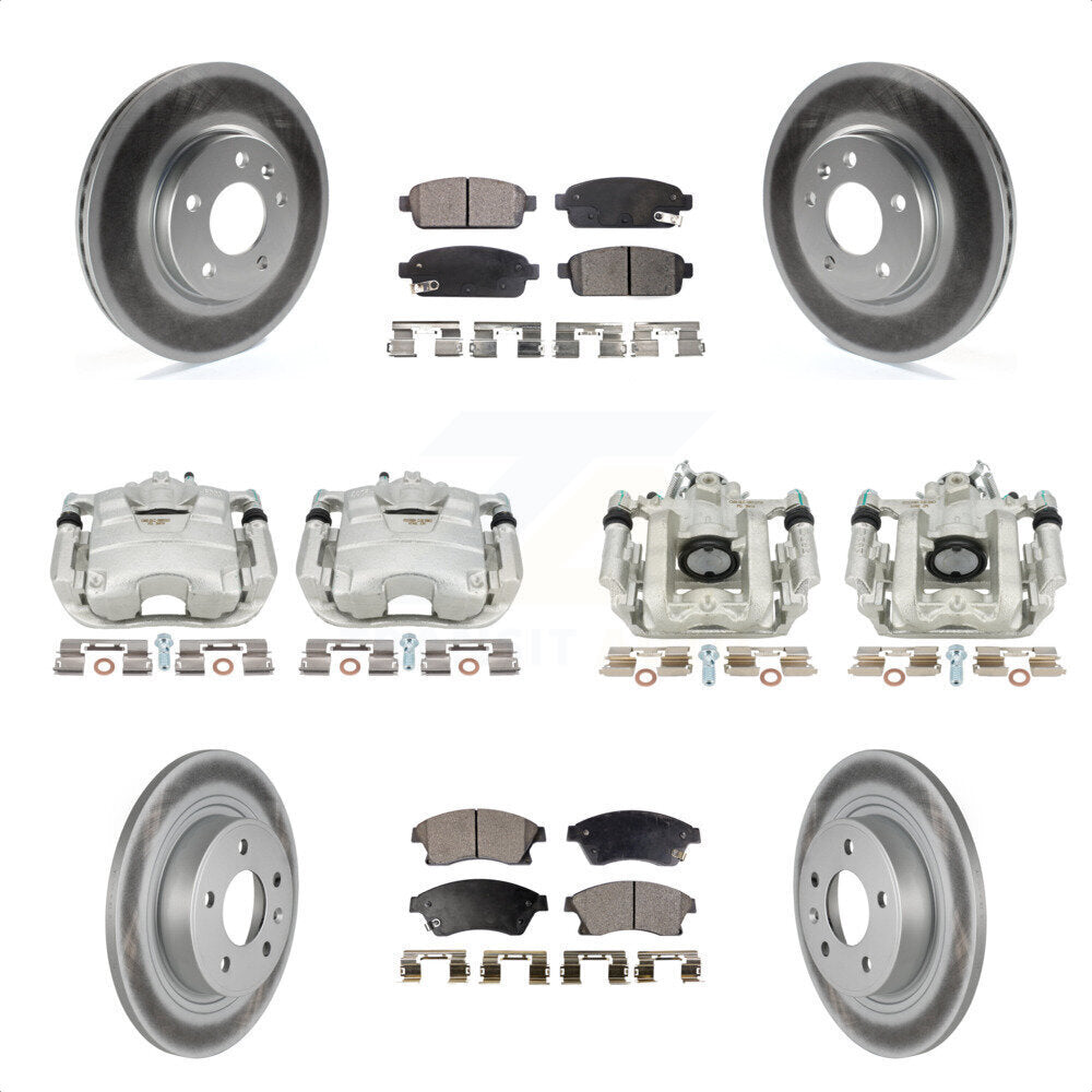 Front Rear Disc Brake Caliper Coated Rotors And Semi-Metallic Pads Kit (10Pc) For Chevrolet Cruze Volt KCG-100901P by Transit Auto