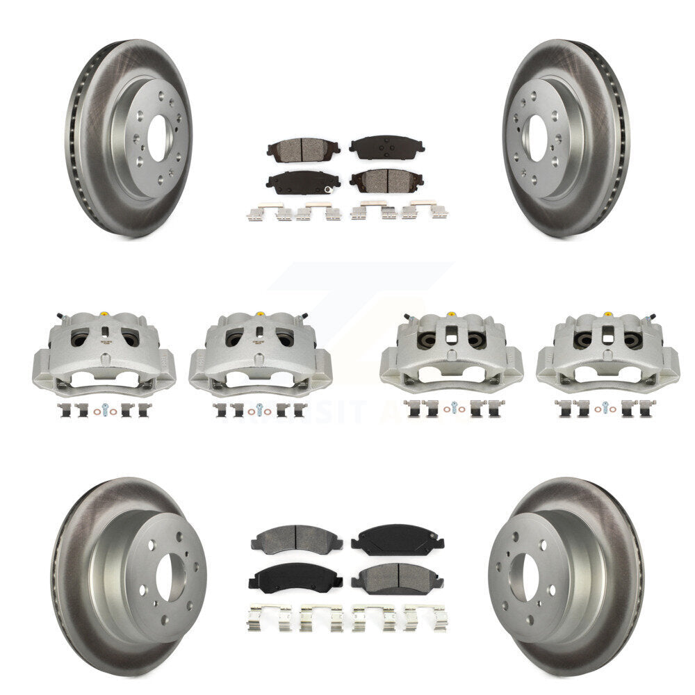 Front Rear Brake Caliper Coat Rotors Semi-Metallic Pad Kit (10Pc) For Chevrolet Suburban KCG-100901S