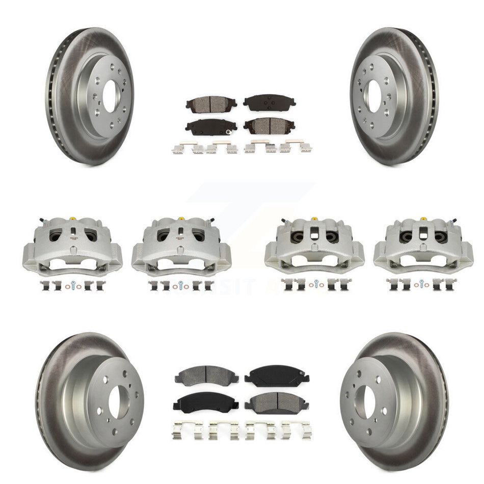 Front Rear Brake Caliper Coat Rotors Semi-Metallic Pad Kit (10Pc) For Chevrolet Suburban KCG-100901S