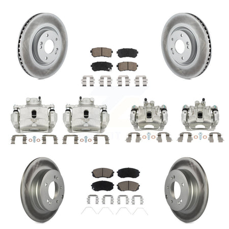 Front Rear Disc Brake Caliper Coated Rotors And Ceramic Pads Kit (10Pc) For Kia Optima KCG-100902C