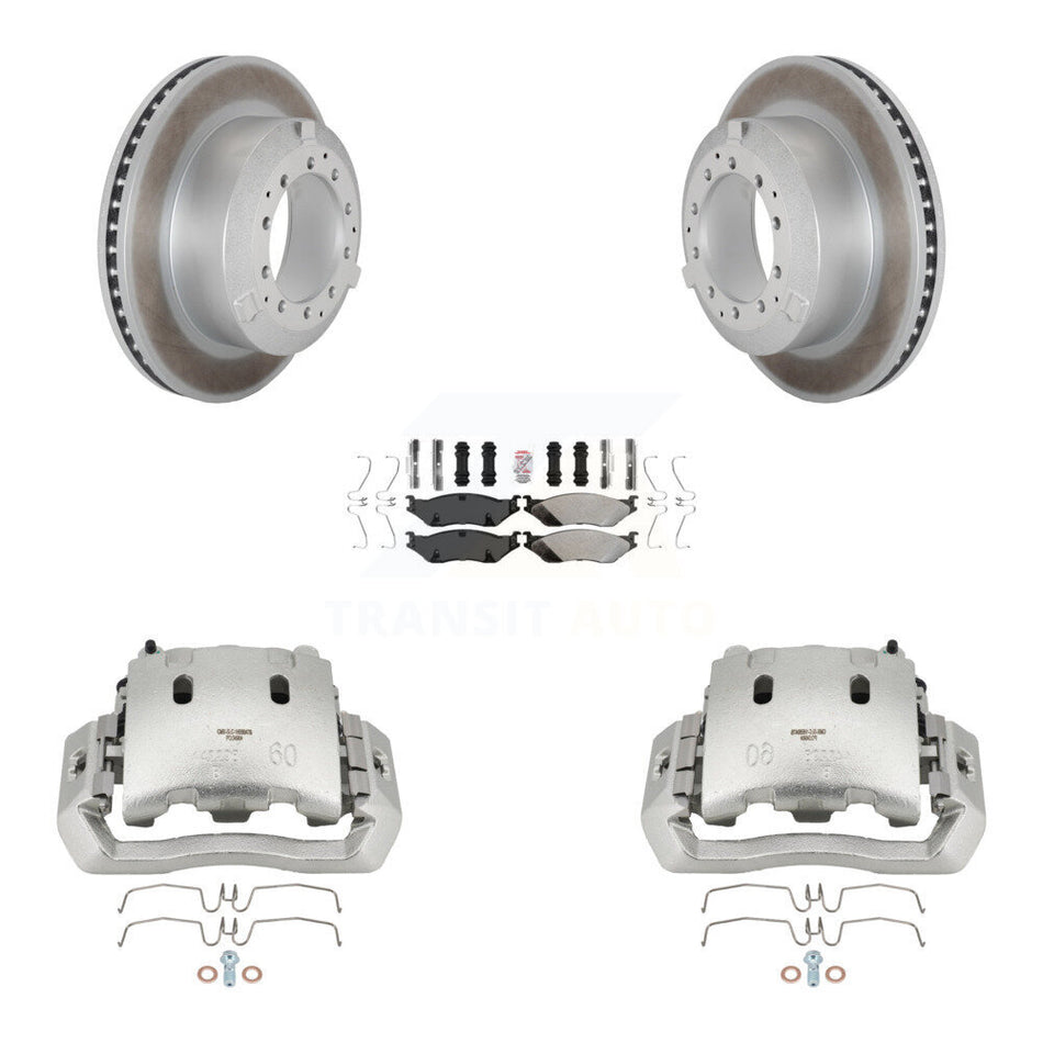 Rear Brake Caliper Coat Rotors Semi-Metallic Pad Kit For Ford F-450 Super Duty F-550 LCF KCG-100902N