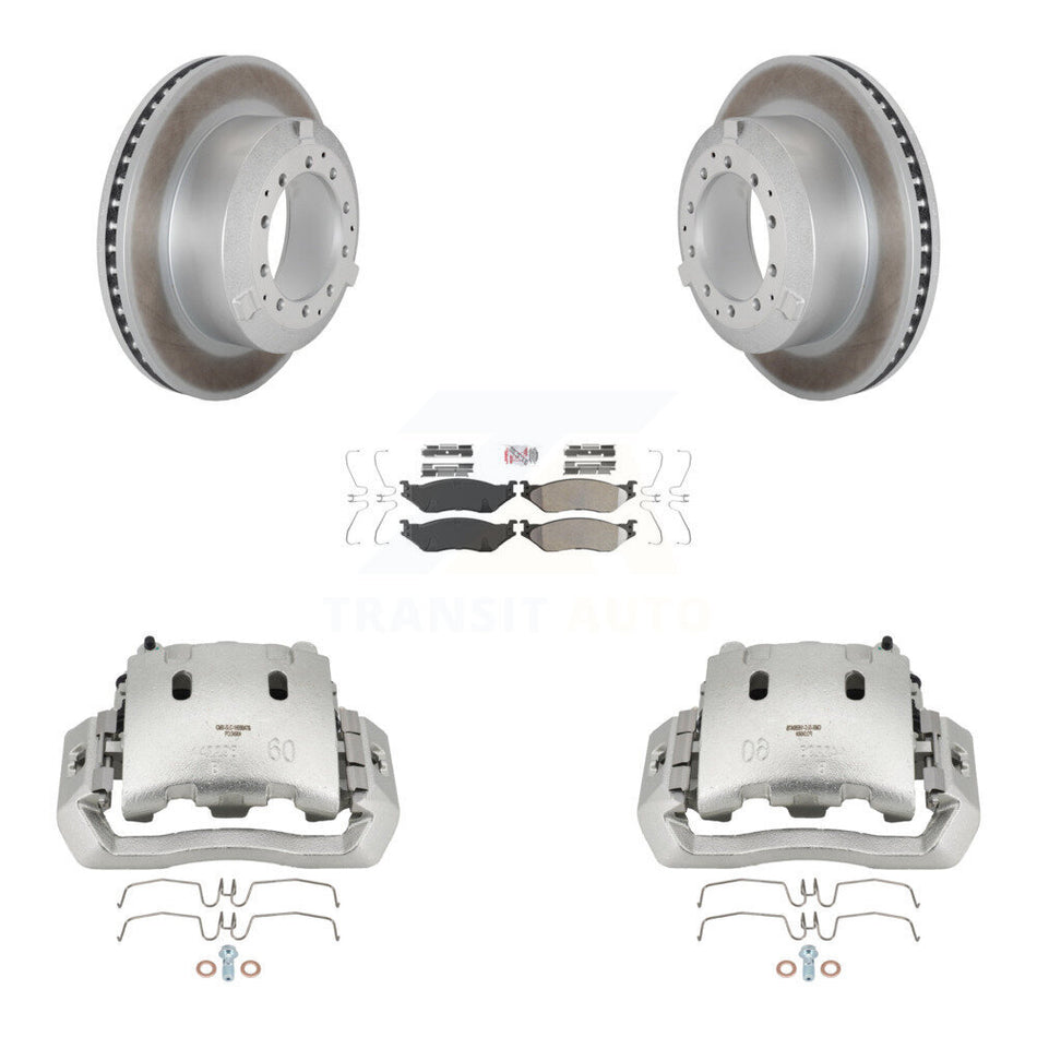 Rear Brake Caliper Coat Rotors Semi-Metallic Pad Kit For Ford F-450 Super Duty F-550 LCF KCG-100903N