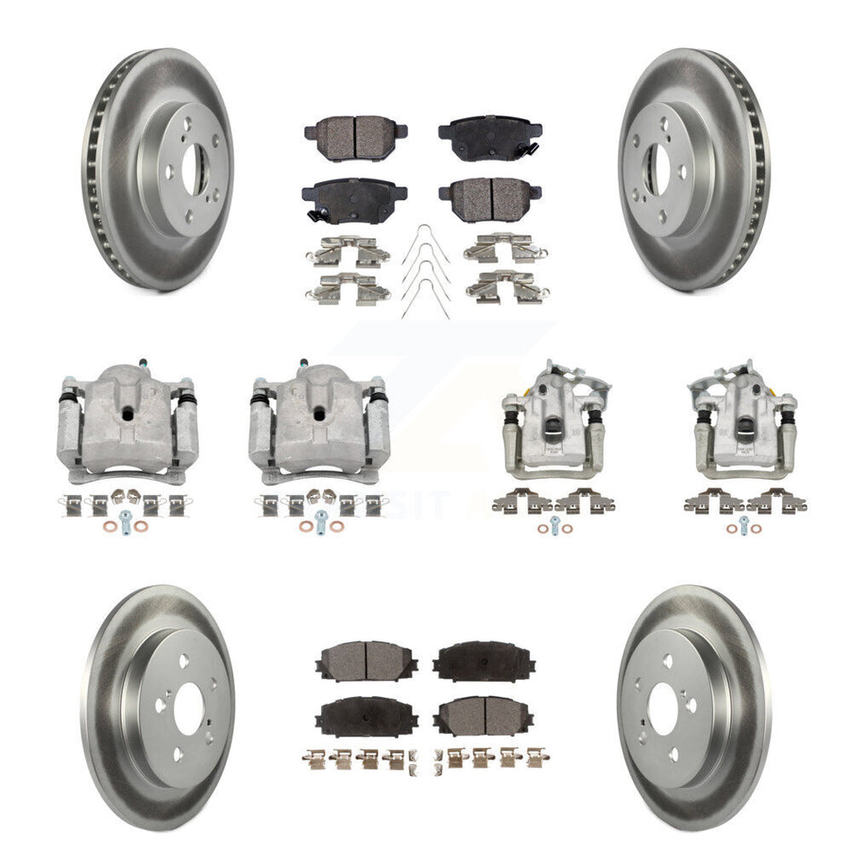 Front Rear Disc Brake Caliper Coat Rotor & Semi-Metallic Pad Kit (10Pc) For Toyota Prius KCG-100903P