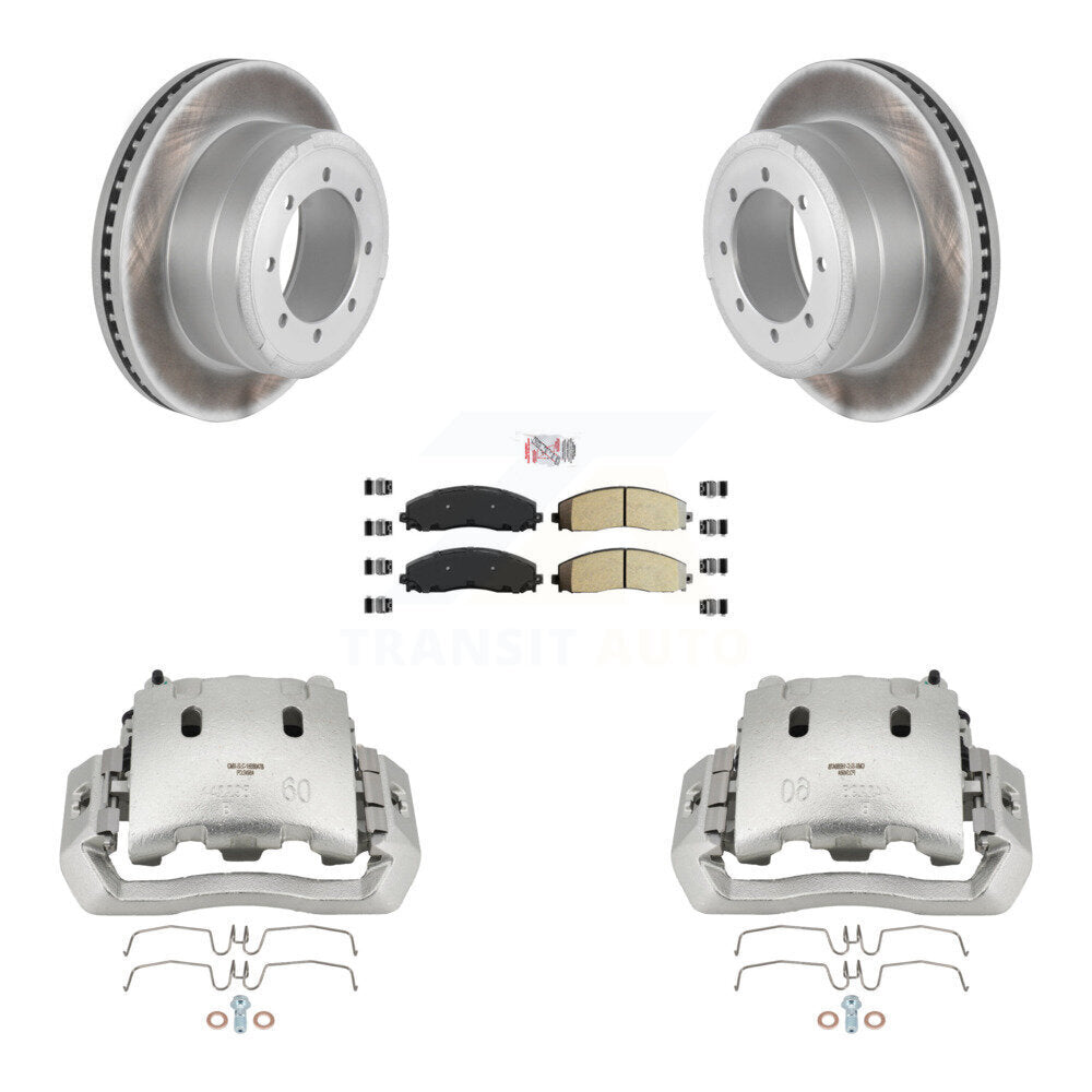 Rear Disc Brake Caliper Coated Rotor And Semi-Metallic Pad Kit For Ford F-450 Super Duty KCG-100904N