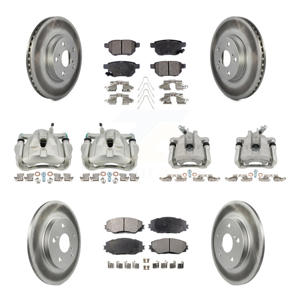 Front Rear Disc Brake Caliper Coat Rotors Semi-Metallic Pad Kit (10Pc) For Toyota Matrix KCG-100904P