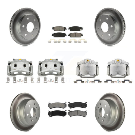 Front Rear Disc Brake Caliper Coated Rotors And Semi-Metallic Pads Kit (10Pc) For KCG-100904S