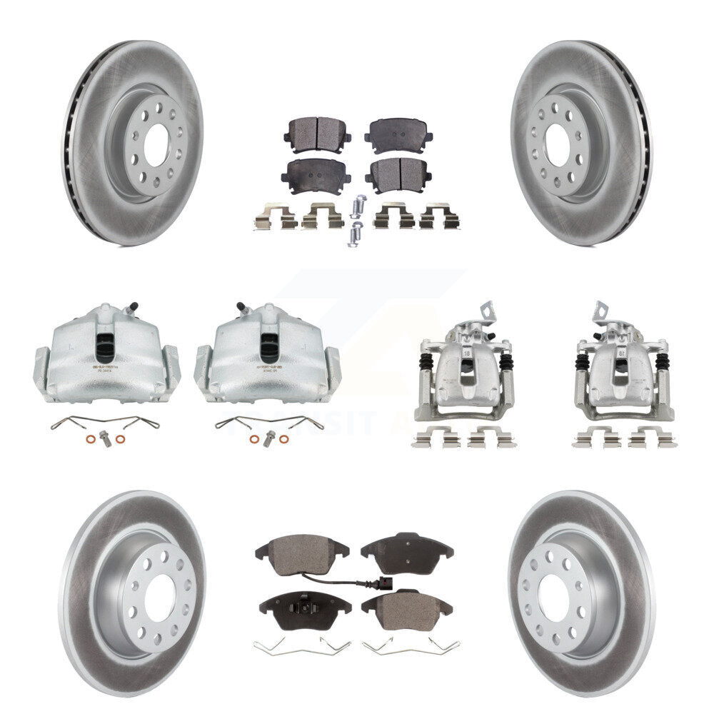 Front Rear Brake Caliper Coat Rotor Ceramic Pad Kit (10Pc) For 08 Volkswagen Passat 2.0L KCG-100904T