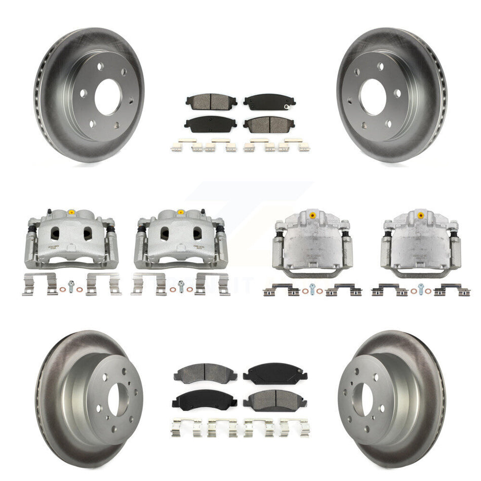 Front Rear Brake Caliper Coat Rotor And Semi-Metallic Pad Kit (10Pc) For GMC Sierra 1500 KCG-100905S