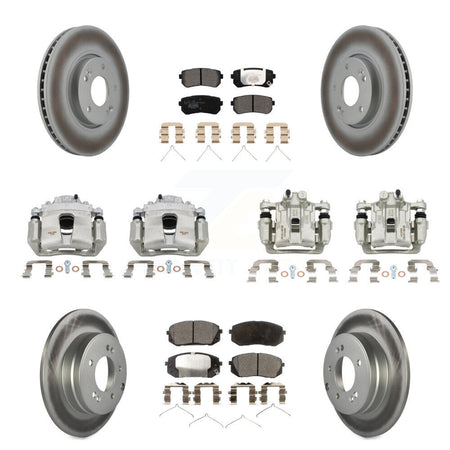 Front Rear Disc Brake Caliper Coated Rotor And Ceramic Pad Kit (10Pc) For Hyundai Sonata KCG-100905T