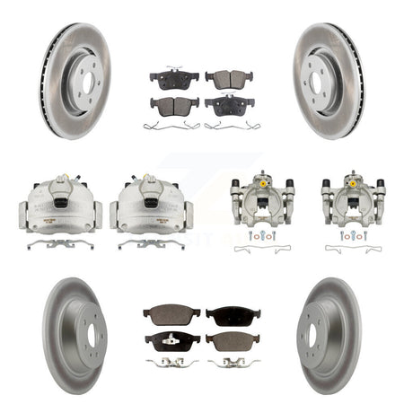 Front Rear Disc Brake Caliper Coat Rotors & Semi-Metallic Pad Kit (10Pc) For Lincoln MKC KCG-100907P