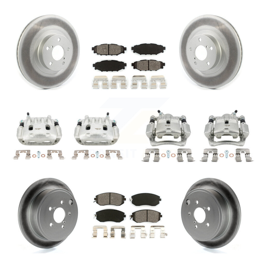 Front Rear Disc Brake Caliper Coat Rotor Semi-Metallic Pad Kit (10Pc) For Subaru Impreza KCG-100908S