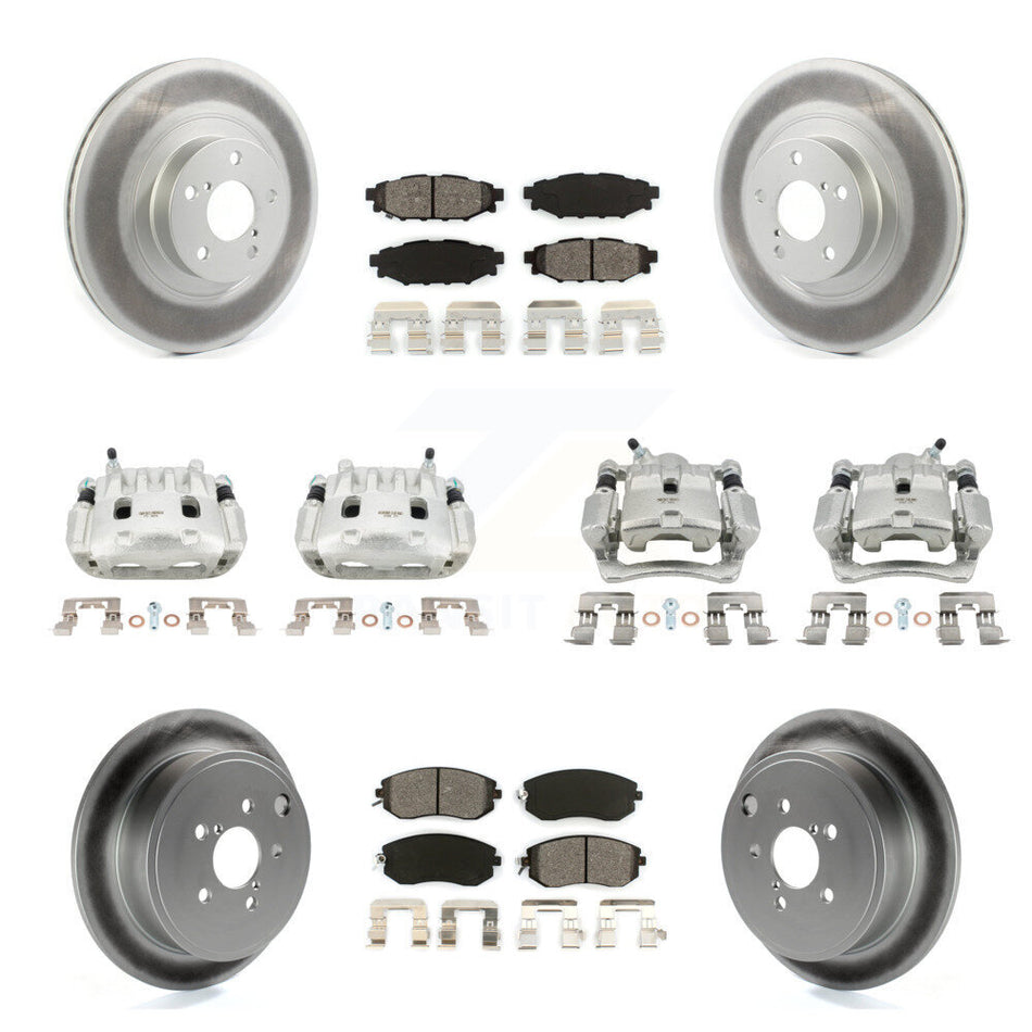 Front Rear Disc Brake Caliper Coat Rotor Semi-Metallic Pad Kit (10Pc) For Subaru Impreza KCG-100908S