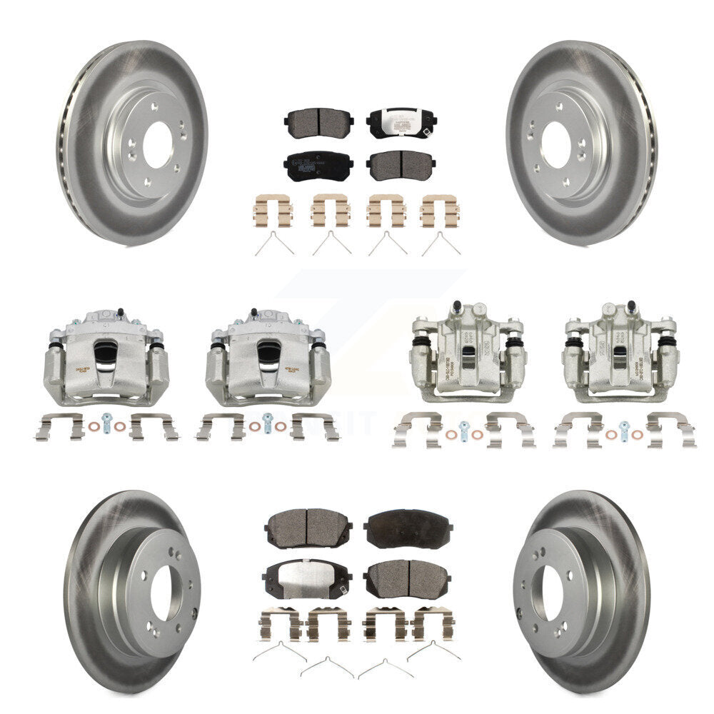 Front Rear Disc Brake Caliper Coated Rotors And Ceramic Pads Kit (10Pc) For Kia Optima KCG-100908T