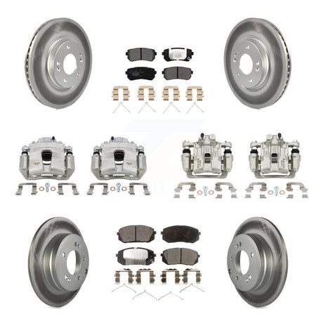 Front Rear Disc Brake Caliper Coated Rotors And Ceramic Pads Kit (10Pc) For Kia Optima KCG-100908T