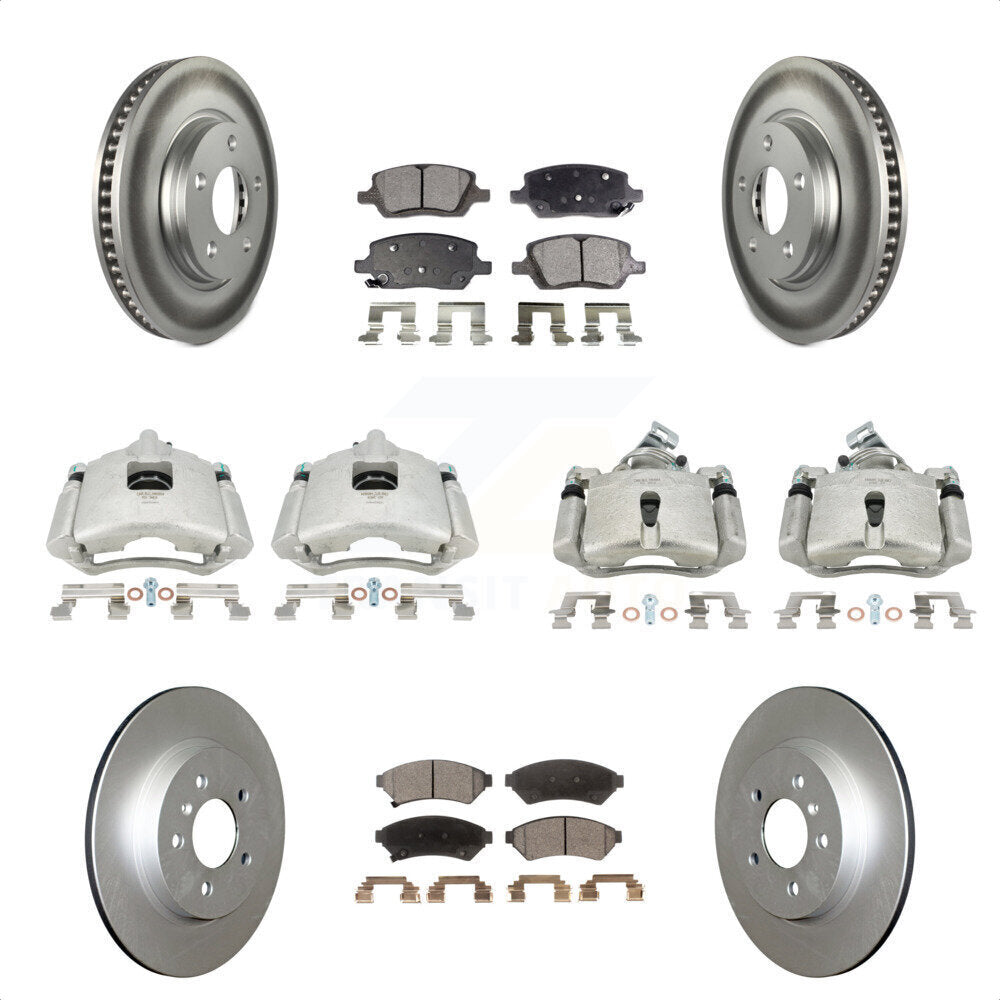 Front Rear Disc Brake Caliper Coated Rotors And Semi-Metallic Pads Kit (10Pc) For 2005 Chevrolet Uplander Buick Terraza Saturn Relay FWD KCG-100909P by Transit Auto