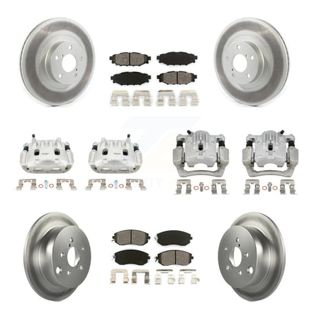 Front Rear Brake Caliper Coat Rotors Semi-Metallic Pad Kit (10Pc) For Subaru Forester XV KCG-100909S