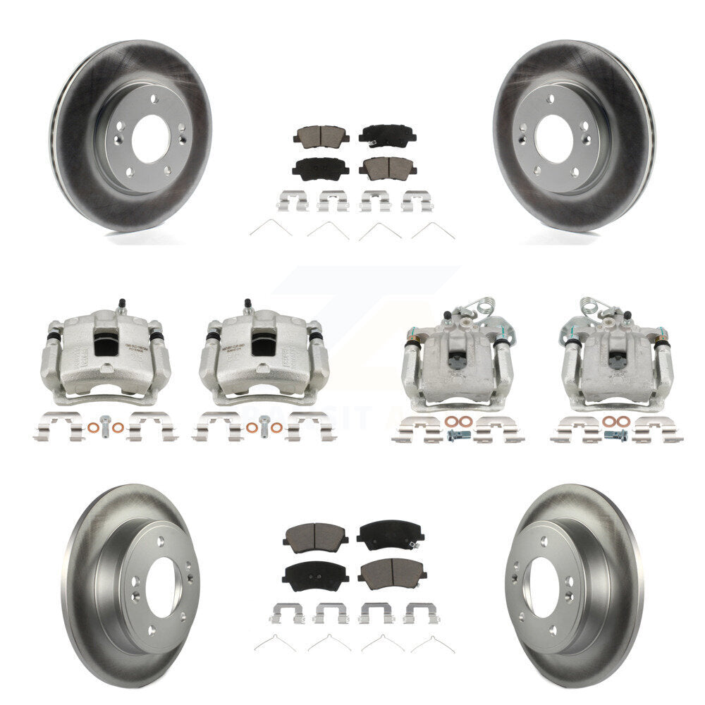 Front Rear Disc Brake Caliper Coat Rotor Ceramic Pad Kit (10Pc) For Hyundai Elantra 2.0L KCG-100910C