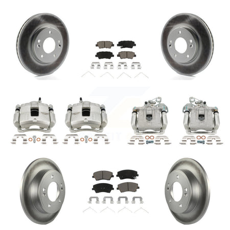 Front Rear Disc Brake Caliper Coat Rotor Ceramic Pad Kit (10Pc) For Hyundai Elantra 2.0L KCG-100910C