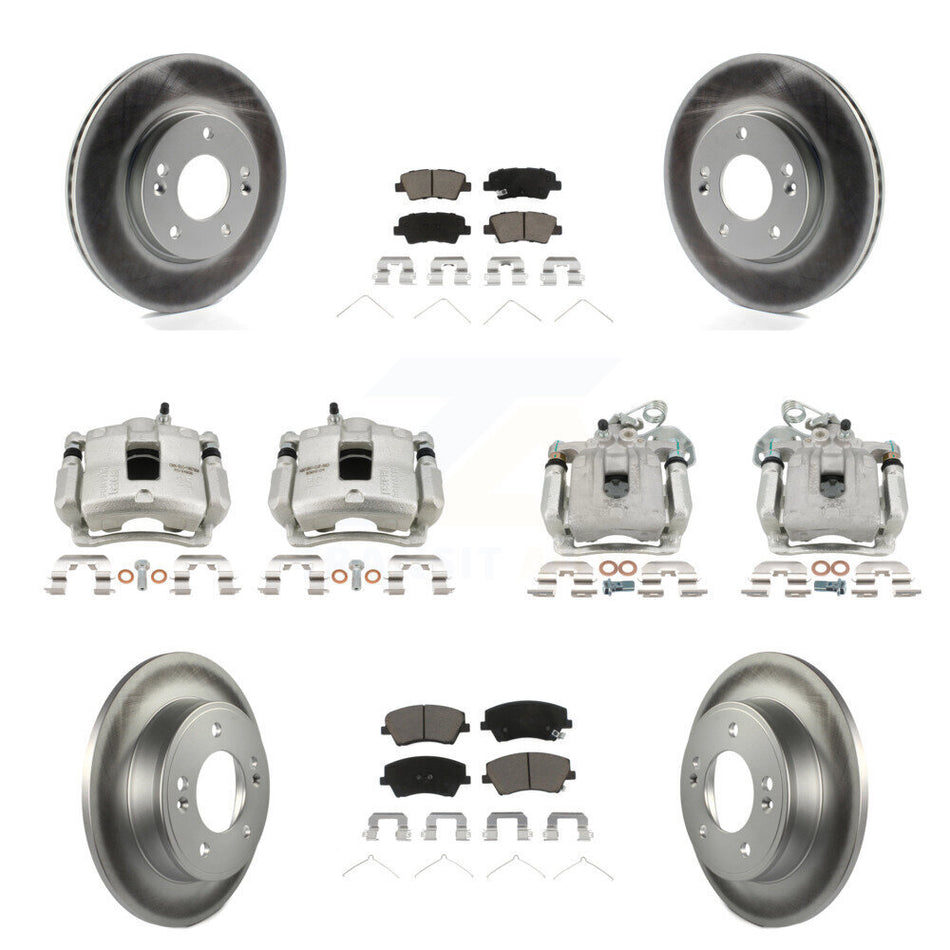 Front Rear Disc Brake Caliper Coat Rotor Ceramic Pad Kit (10Pc) For Hyundai Elantra 2.0L KCG-100910C