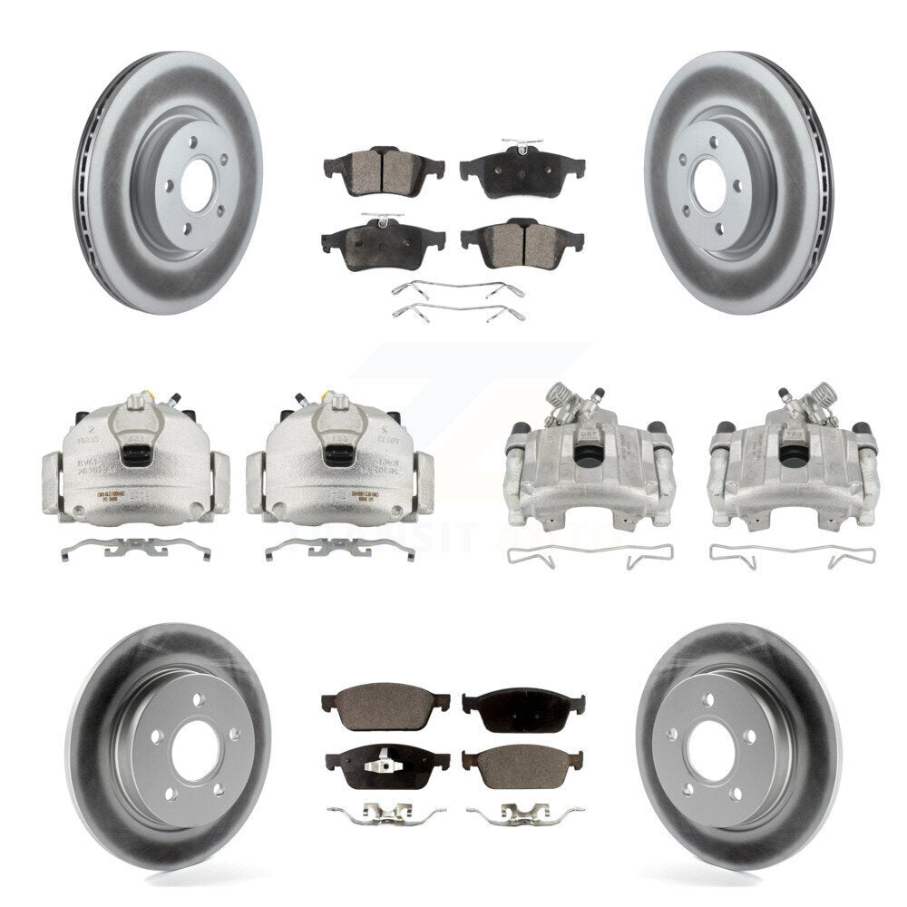 Front Rear Brake Caliper Coat Rotor Semi-Metallic Pad Kit (10Pc) For 13-18 Ford Focus ST KCG-100910P