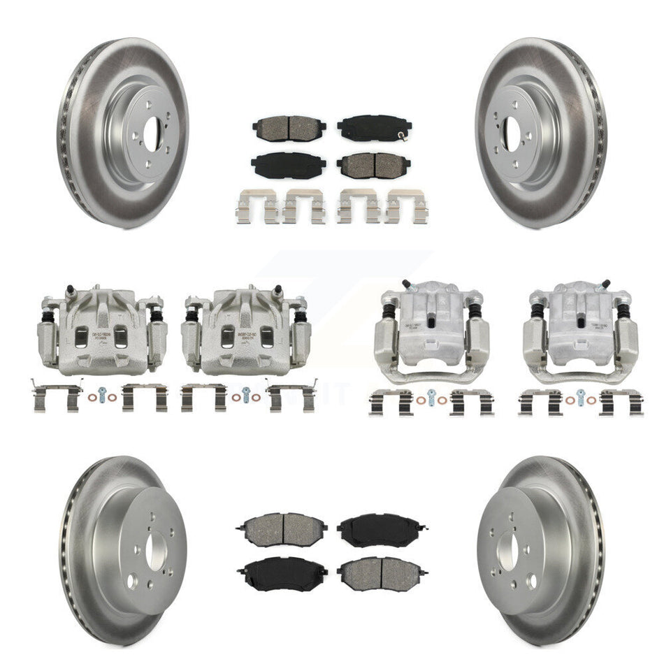 Front Rear Brake Caliper Coat Rotor And Semi-Metallic Pad Kit (10Pc) For Subaru Forester KCG-100910S