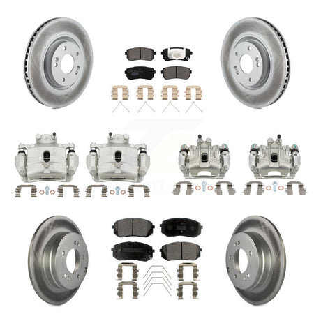 Front Rear Disc Brake Caliper Coated Rotors And Ceramic Pads Kit (10Pc) For Kia Optima KCG-100910T