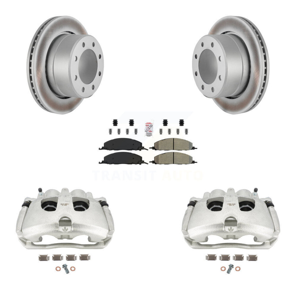 Rear Disc Brake Caliper Coated Rotors And Semi-Metallic Pads Kit For Ram 2500 3500 Dodge KCG-100911N by Transit Auto