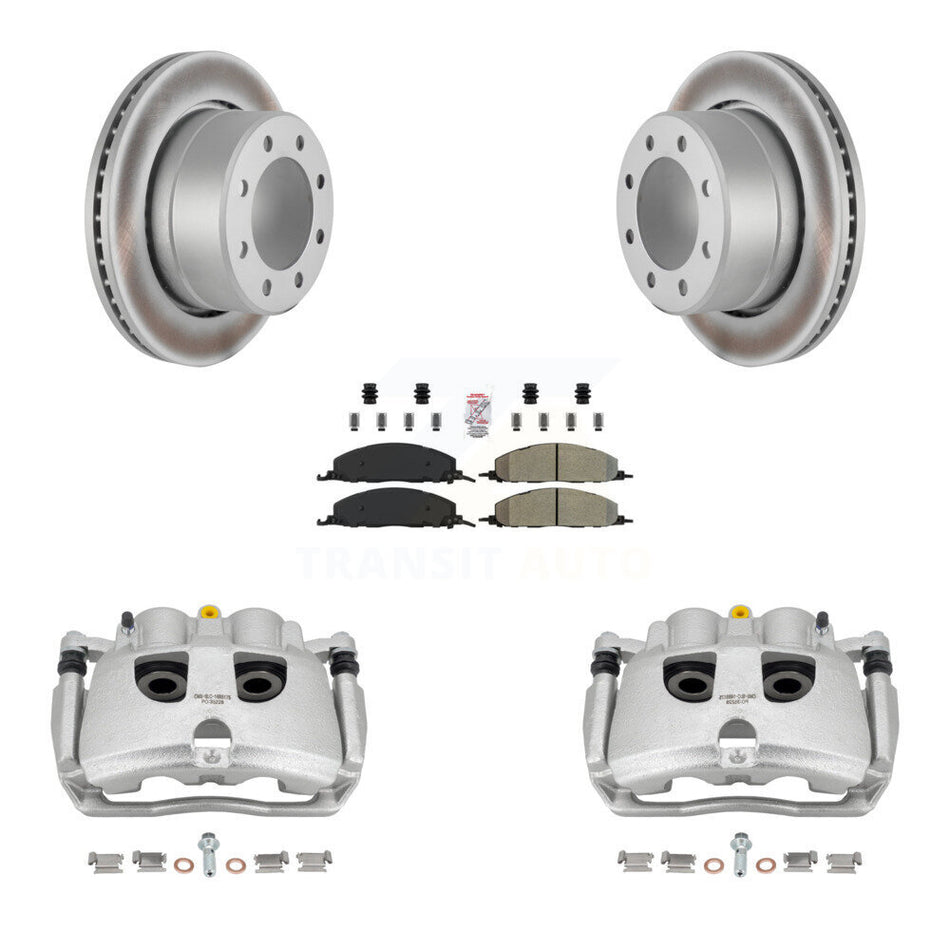 Rear Disc Brake Caliper Coated Rotors And Semi-Metallic Pads Kit For Ram 2500 3500 Dodge KCG-100911N
