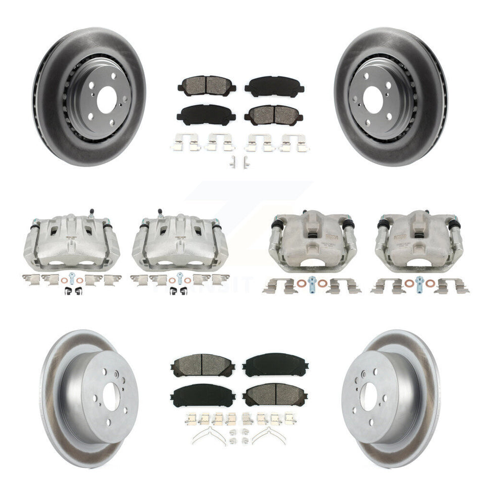 Front Rear Brake Caliper Coat Rotor & Semi-Metallic Pad Kit (10Pc) For Toyota Highlander KCG-100911S