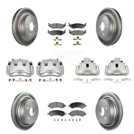 Front Rear Brake Caliper Coat Rotors & Ceramic Pad Kit (10Pc) For Ram 1500 Classic Dodge KCG-100911T
