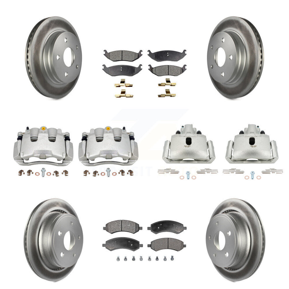 Front Rear Brake Caliper Coat Rotors & Ceramic Pad Kit (10Pc) For Ram 1500 Classic Dodge KCG-100911T