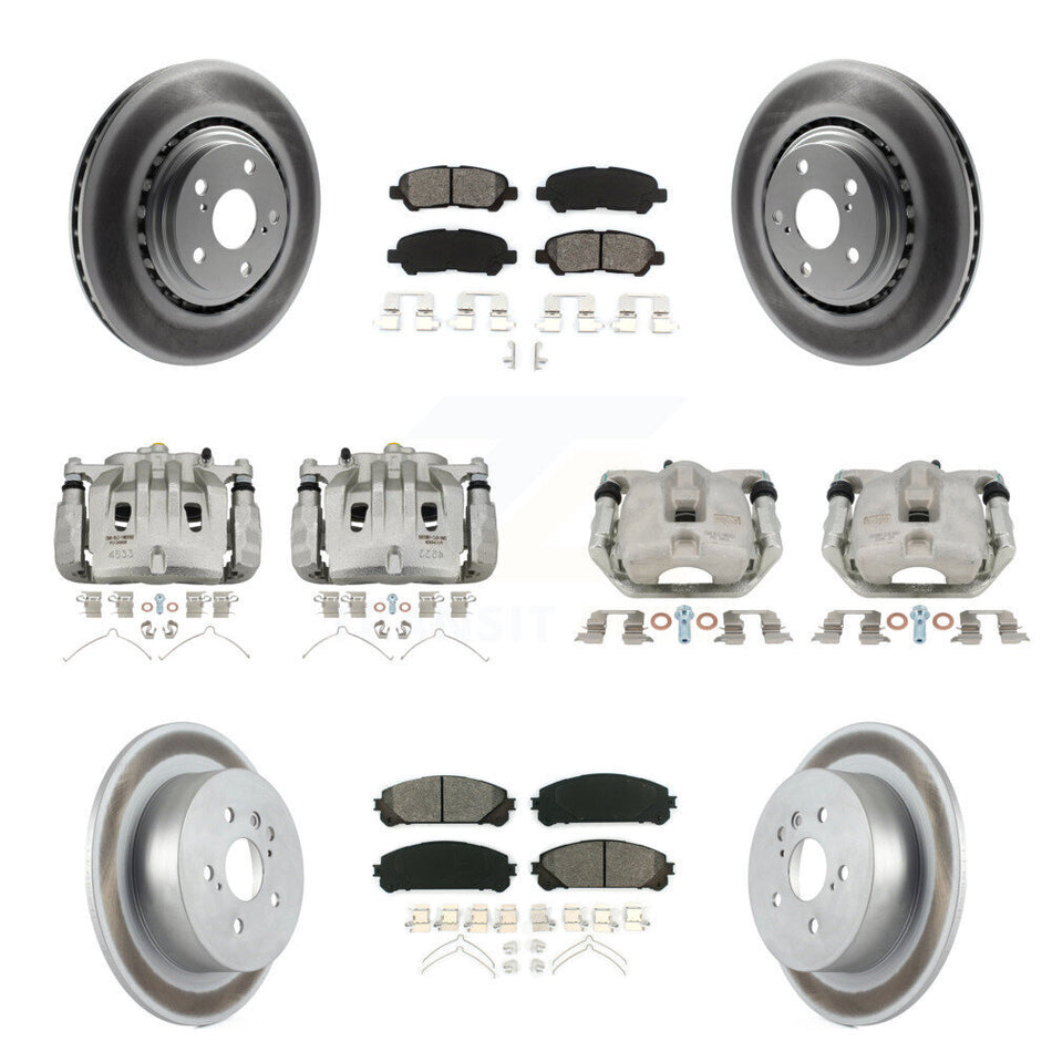 Front Rear Brake Caliper Coat Rotor & Semi-Metallic Pad Kit (10Pc) For Toyota Highlander KCG-100912S