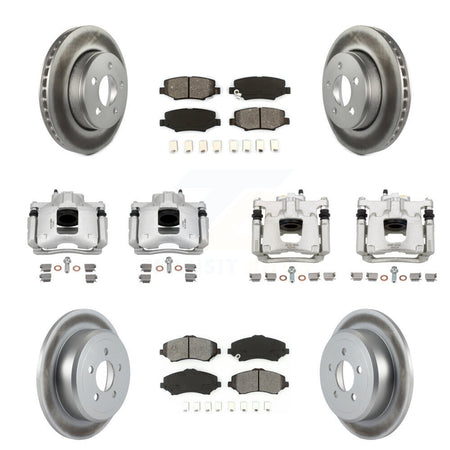 Front Rear Disc Brake Caliper Coat Rotors & Semi-Metallic Pad Kit (10Pc) For Dodge Nitro KCG-100913S