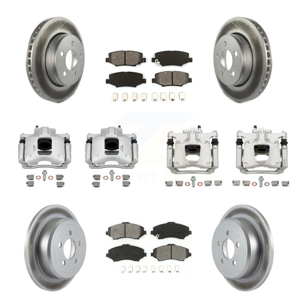 Front Rear Disc Brake Caliper Coat Rotors & Semi-Metallic Pad Kit (10Pc) For Dodge Nitro KCG-100913S