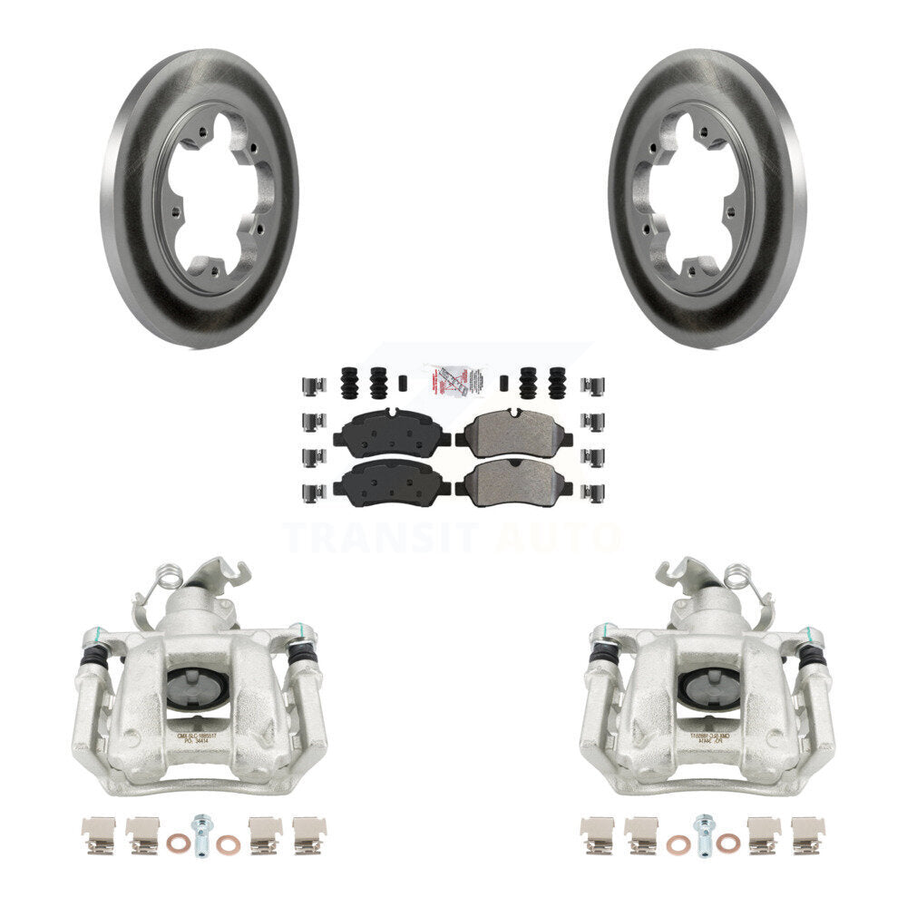 Rear Brake Caliper Coat Rotors Semi-Metallic Pad Kit For Ford Transit-250 Transit-150 HD KCG-100914N