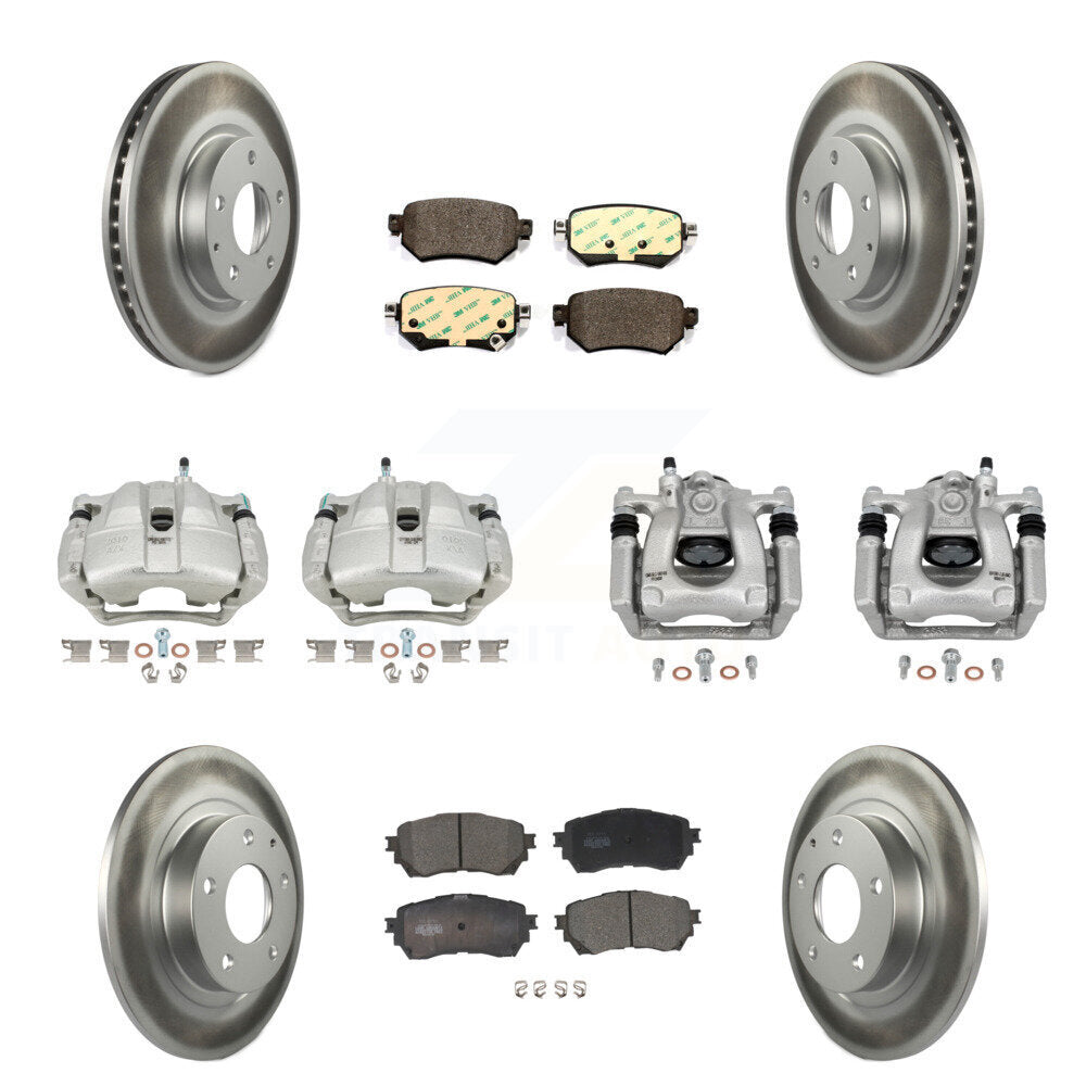 Front Rear Disc Brake Caliper Coated Rotors And Ceramic Pads Kit (10Pc) For Mazda 6 KCG-100914T