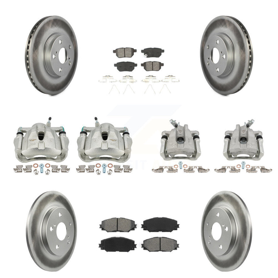 Front Rear Disc Brake Caliper Coat Rotors Semi-Metallic Pad Kit (10Pc) For Toyota Matrix KCG-100915S