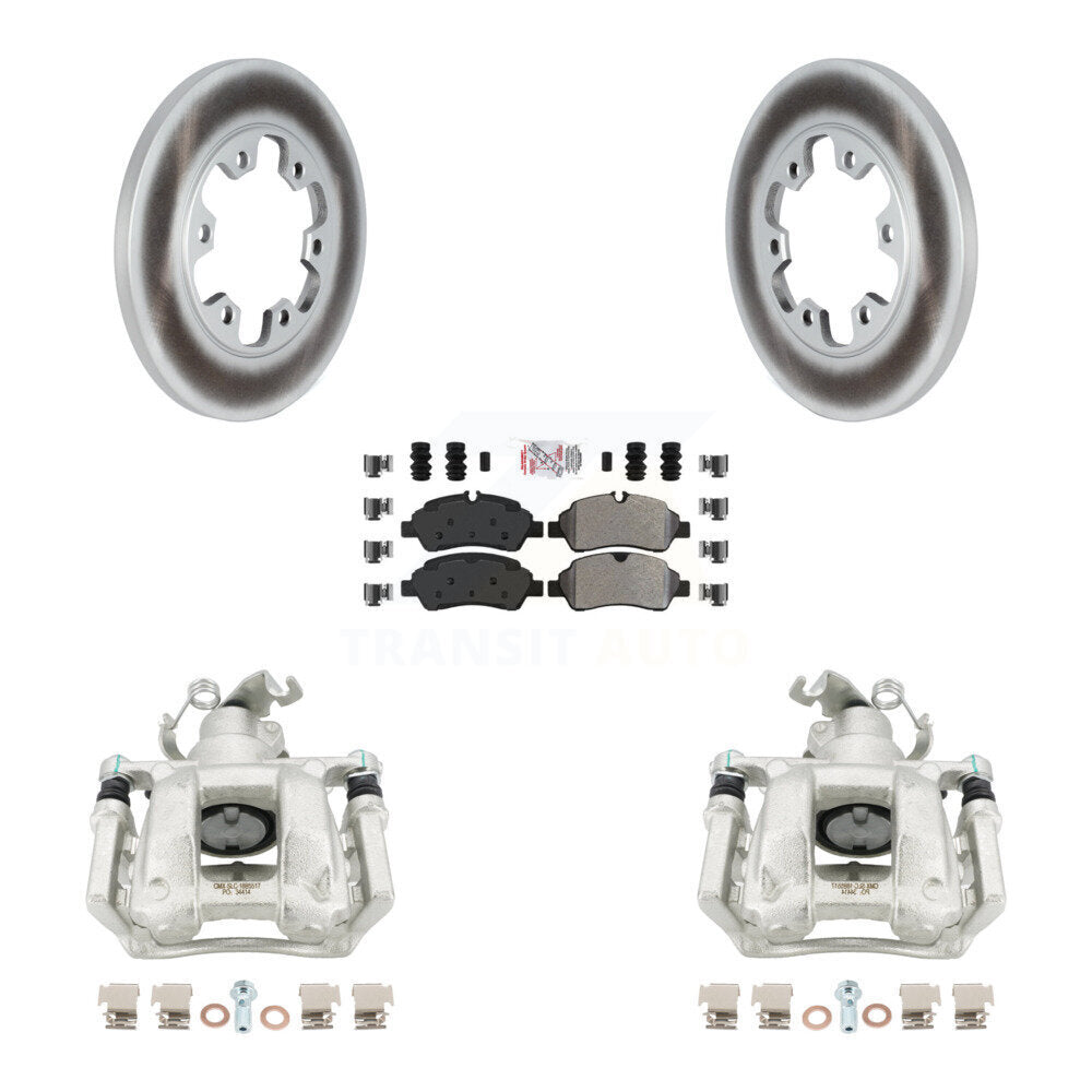 Rear Disc Brake Caliper Coated Rotors And Semi-Metallic Pads Kit For Ford Transit-350 HD KCG-100917N