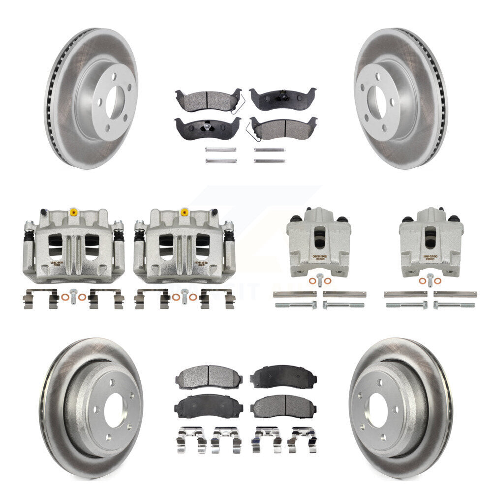Front Rear Brake Caliper Coat Rotor And Semi-Metallic Pad Kit (10Pc) For Ford Ranger 4WD KCG-100917P