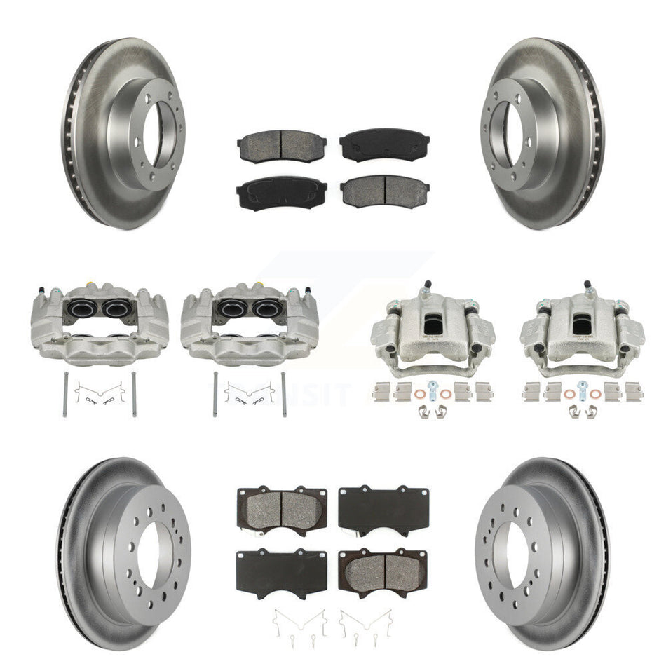 Front Rear Brake Caliper Coat Rotor & Semi-Metallic Pad Kit (10Pc) For Toyota FJ Cruiser KCG-100917S