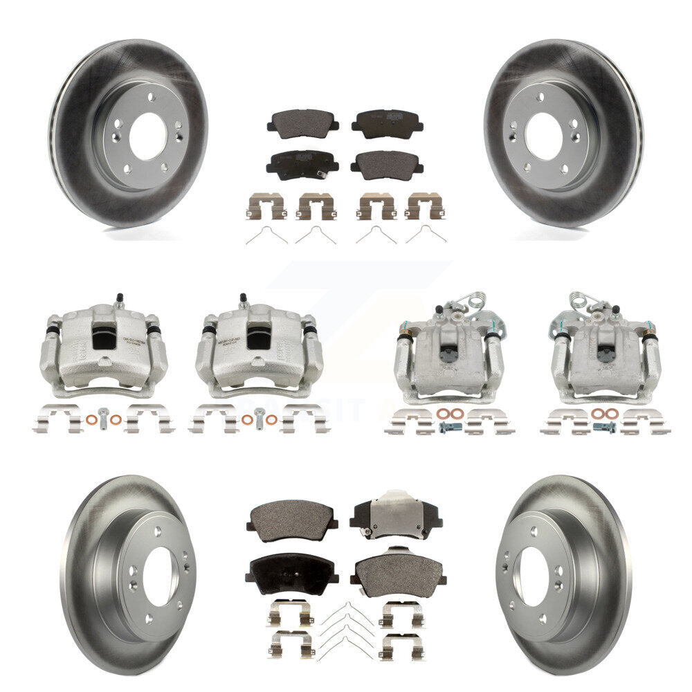 Front Rear Disc Brake Caliper Coat Rotor Ceramic Pad Kit (10Pc) For Hyundai Elantra 2.0L KCG-100917T